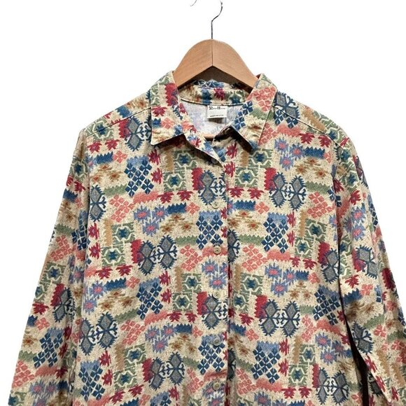 Manor House Mens Aztec Southwestern Collared Button Up Shirt Size M/L - Picture 5 of 11